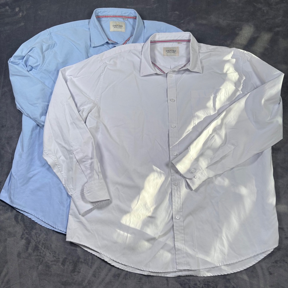 Oxford Mens Luxury Collection Button Down Shirt Bundle 3XL Blue White 2 Pack